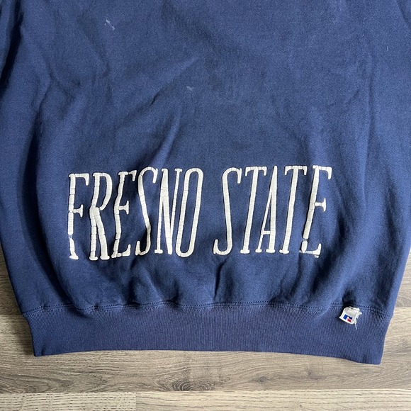 VTG Fresno State University Sweatshirt Mens XL California Distressed Made in USA - Picture 3 of 15
